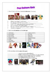 English Worksheet: Pop Culture Quiz (with key)