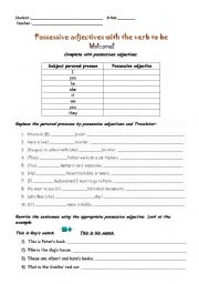 English Worksheet: Possessive adjective