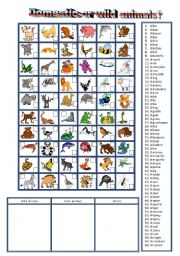 English Worksheet: 60 ordinary and wild animals