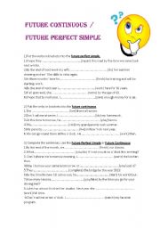 English Worksheet: FUTURE PERFECT / FUTURE CONTINUOUS