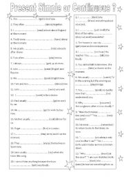English Worksheet: Present Simple or Continuous