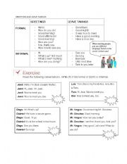 English Worksheet: Greetings and leave takings