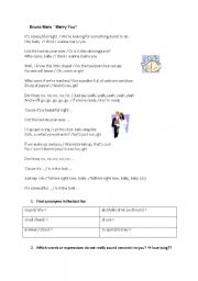 English Worksheet: Marry You by Bruno Mars