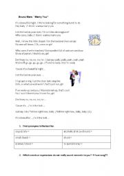 English worksheet: Marry You by Bruno Mars