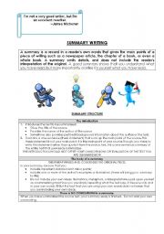 English Worksheet: Writing a summary