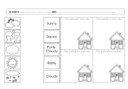 English Worksheet: Weather matching and drawing