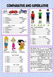 English Worksheet: COMPARATIVES AND SUPERLATIVES (+KEY)