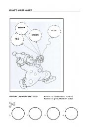 English Worksheet: Colour the balloons, cut and stick them.