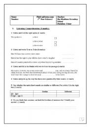 English Worksheet: Third mid-term exam 2nd Year 