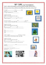 English Worksheet:  MY GIRL  by The Temptations