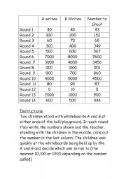 English worksheet: Rounding to the nearest 10 and 100 playground game