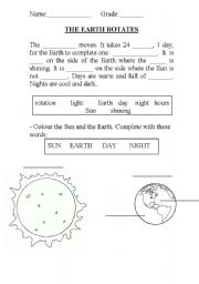 English Worksheet: The Earth rotates