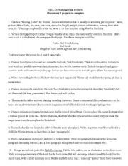 English Worksheet: Tuck Everlasting Book Projects