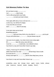 English worksheet: Cat Stevens/Father To Son Song Worksheet