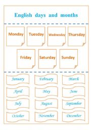 English Worksheet: Days  and  months