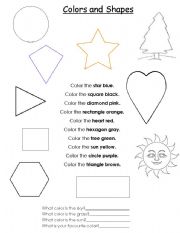 English Worksheet: Color in the Shapes