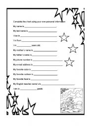 English Worksheet: Personal information