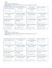 English Worksheet: personal information bingo. 