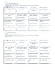 personal information bingo. 