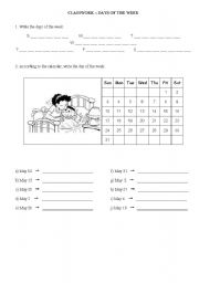 English Worksheet: Days of the week