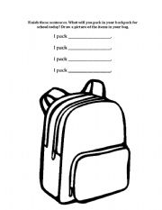 English worksheet: I pack