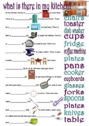 English Worksheet: what is there in my kitchen
