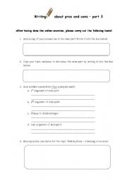 English Worksheet: Writing about pros and cons - part 3