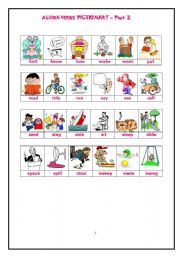 ACTION VERBS PICTIONARY - Page 2 of 3