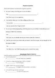 English Worksheet:  Negative Question