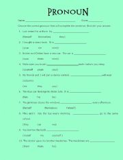 English worksheet: Pronoun WS
