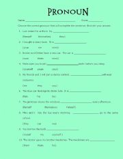 English Worksheet: Pronoun WS