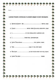 English Worksheet: Present continuous vs. present simple worksheet