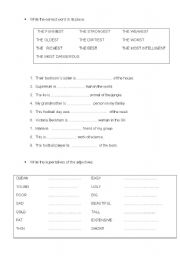 English worksheet: superlatives