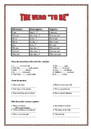 English Worksheet: The verb to be