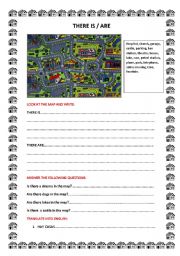 English Worksheet: MY TOWN USING THERE IS/ISN´T AND THERE ARE/AREN´T