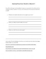 English Worksheet: Healthy Habits Form