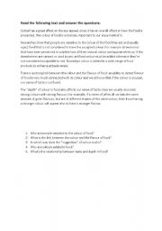 English Worksheet: The colour of food