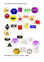 English Worksheet: Board Game for the Final Review of Shapes 