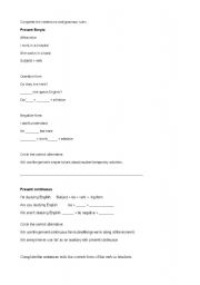 English Worksheet: Present simple vs. present continuous