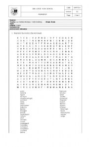 English Worksheet: crossword