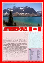 English Worksheet: A letter from Canada