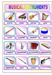 English Worksheet: Musical Instruments