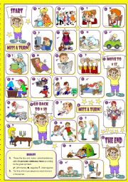 English Worksheet: Present Continuous Board Game