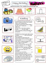 English Worksheet: happy birthday