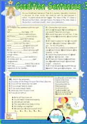 English Worksheet: CONDITIONAL SENTENCES:TYPE 3