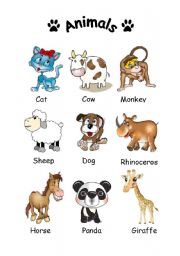 English Worksheet: animals