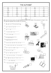 English Worksheet: ALPHABET/Schoolthings