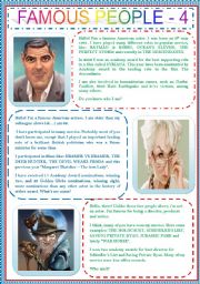 English Worksheet: FAMOUS PEOPLE 4