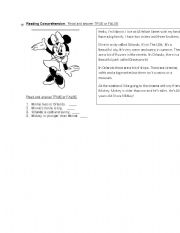 English Worksheet: Read about Minnie