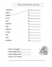 English Worksheet: Months